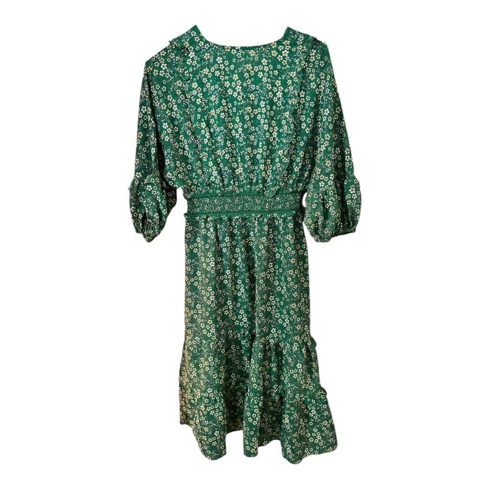 Max Studio Green Floral Bohemian Prairie Dress Size Small - Picture 5 of 7